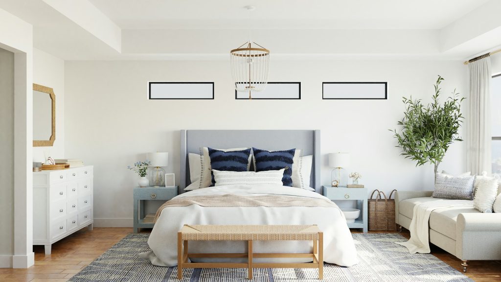 Chambre lumineuse avec grand lit - photo d'illustration, programmes Nexity