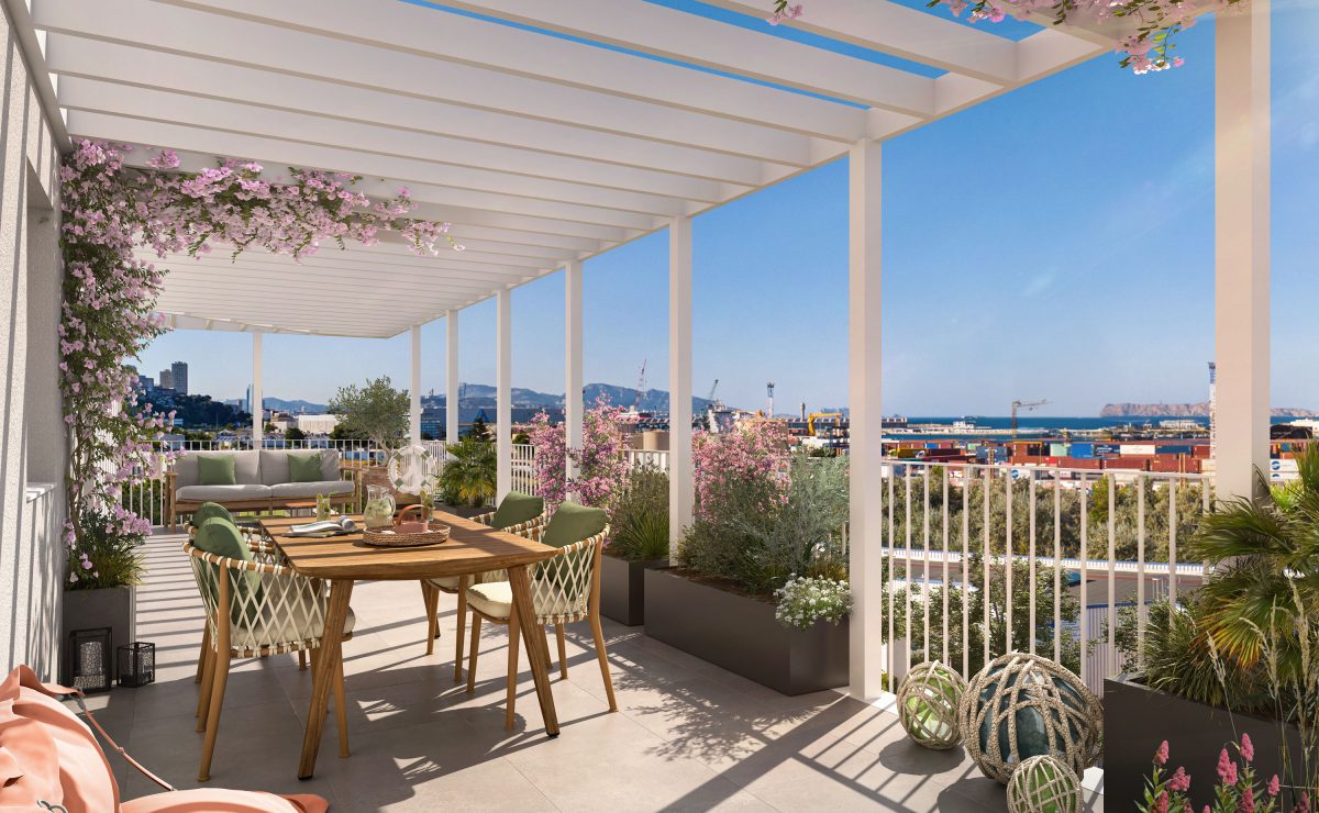 LES TERRASSES MARINES - programme immobilier neuf MARSEILLE-16E (13) - TVA 5.5%, LLI TVA 10%, Jeanbrun